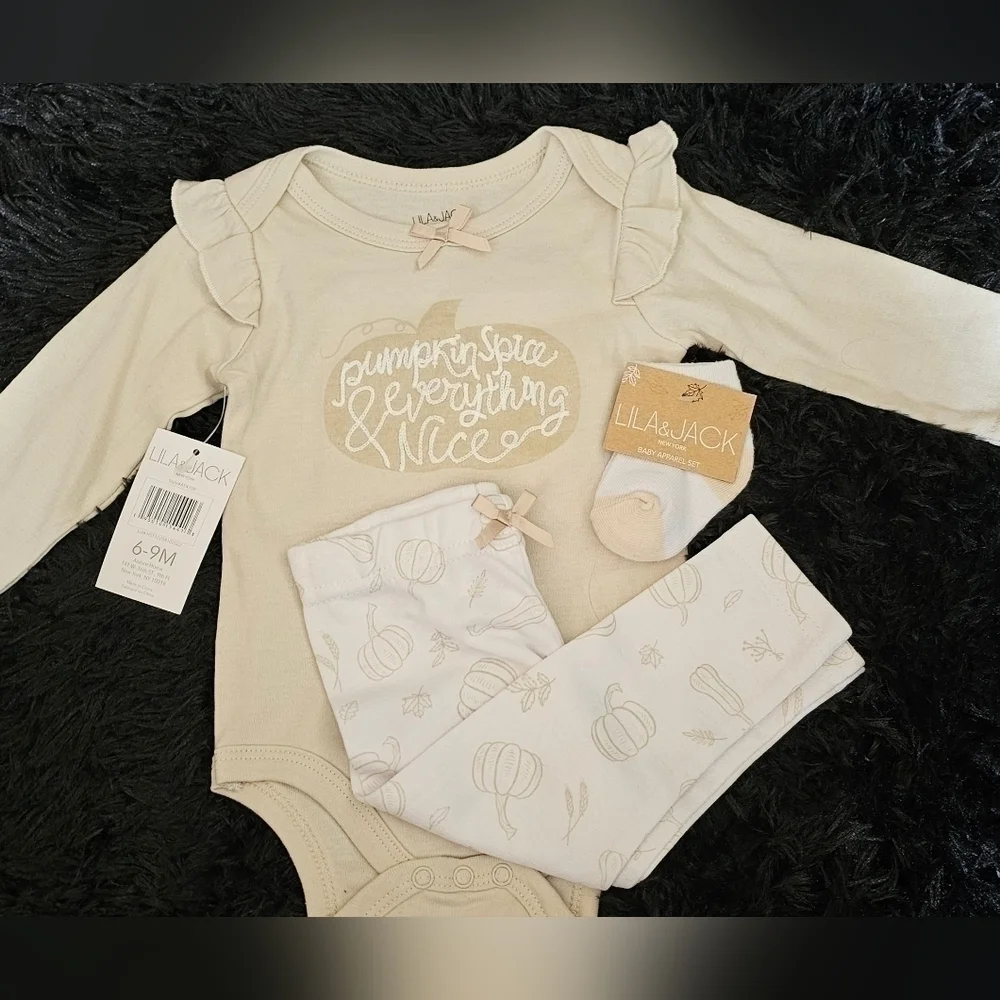 LILA & Jack Pumkin Spice and Everything Nice 3pc set 6-9m